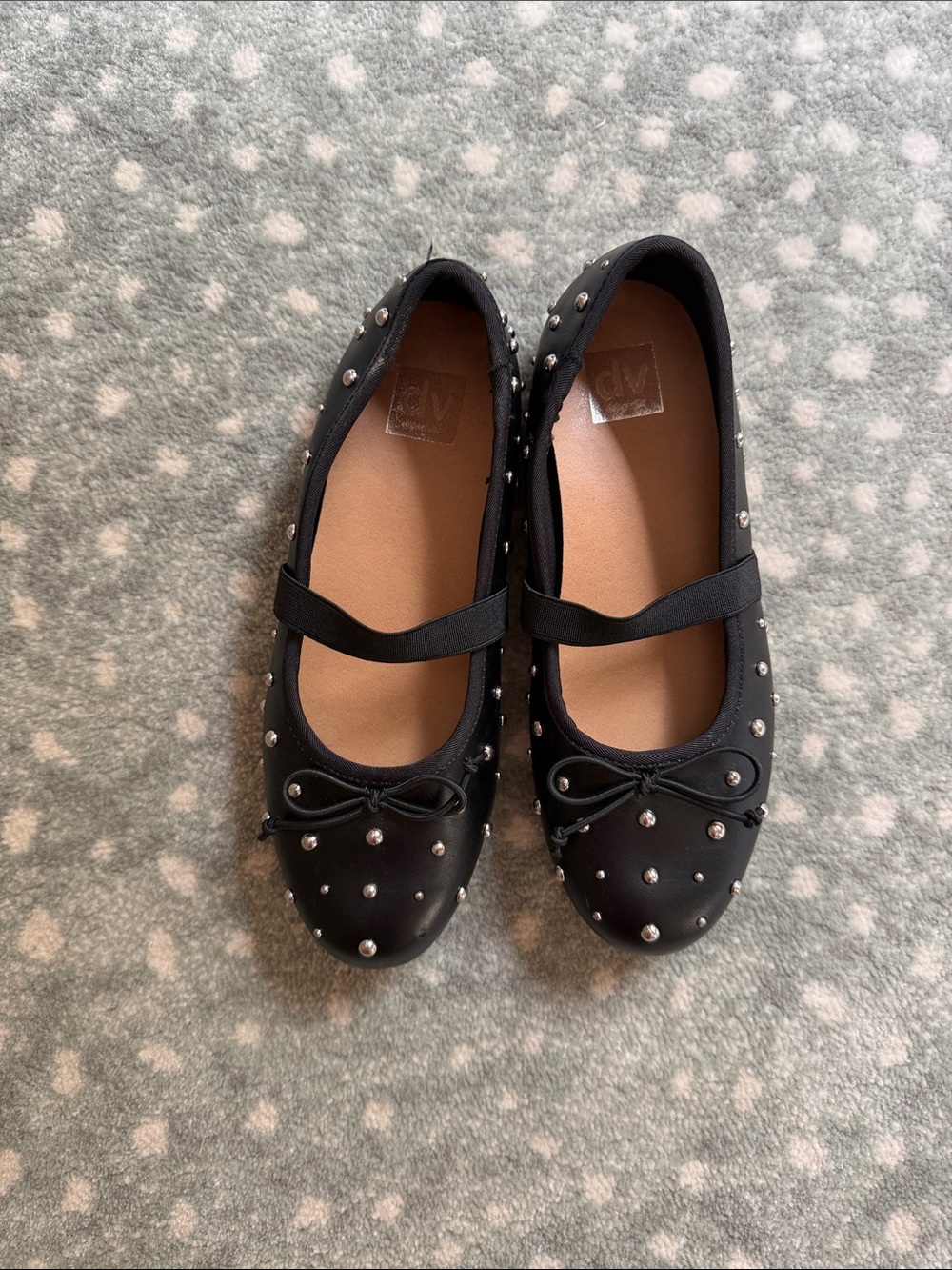 Dolce Vita Black Studded Mary Jane Ballet Flats